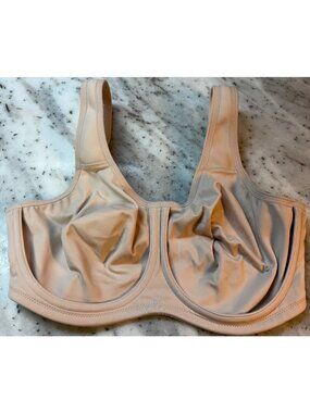 Wacoal 855170 Simone Sport Underwire Bra Size 32DDD Nude Beige Gym Wide Straps